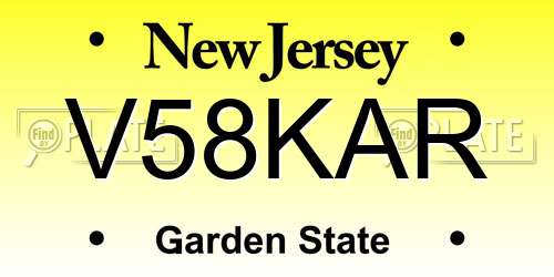 V58KAR New Jersey License Plate