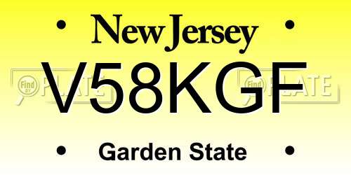 V58KGF New Jersey License Plate