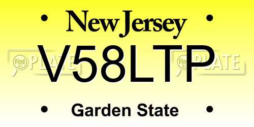 V58LTP New Jersey License Plate