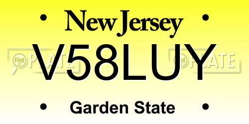 V58LUY New Jersey License Plate