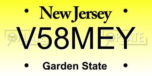 V58MEY New Jersey License Plate