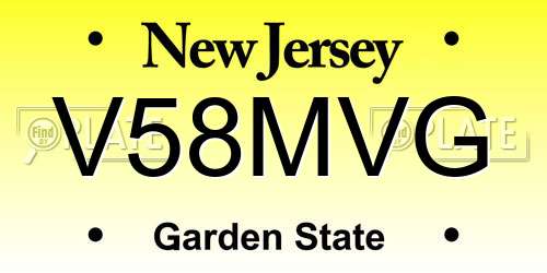 V58MVG New Jersey License Plate