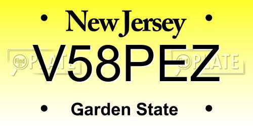 V58PEZ New Jersey License Plate