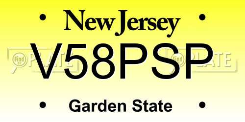 V58PSP New Jersey License Plate