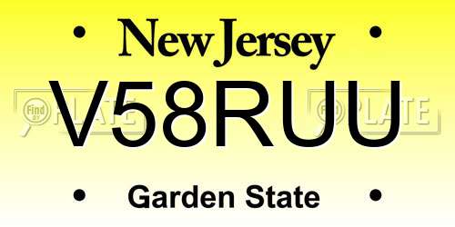 V58RUU New Jersey License Plate