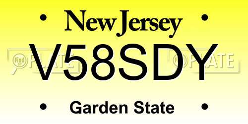 V58SDY New Jersey License Plate