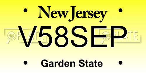 V58SEP New Jersey License Plate
