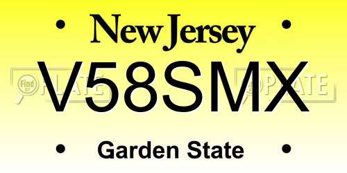 V58SMX New Jersey License Plate