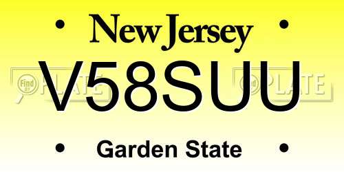 V58SUU New Jersey License Plate