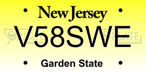 V58SWE New Jersey License Plate