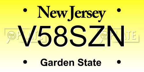 V58SZN New Jersey License Plate