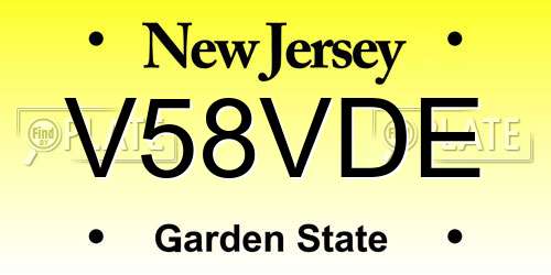 V58VDE New Jersey License Plate