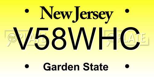 V58WHC New Jersey License Plate
