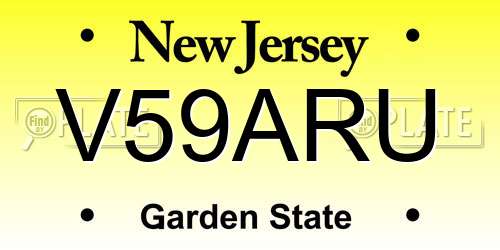 V59ARU New Jersey License Plate