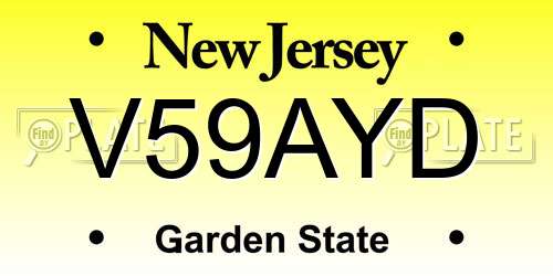 V59AYD New Jersey License Plate