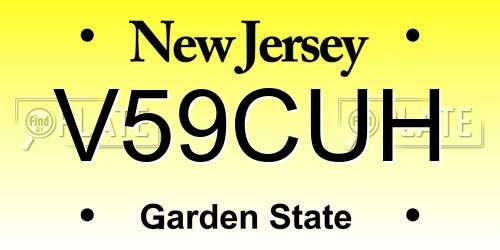 V59CUH New Jersey License Plate