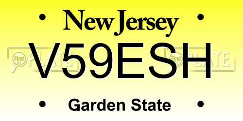 V59ESH New Jersey License Plate