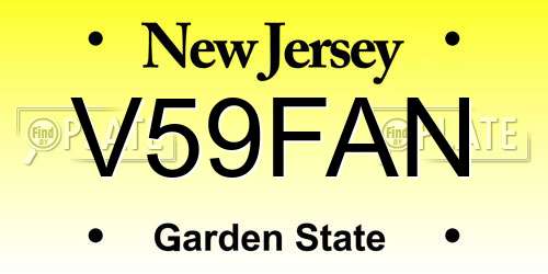 V59FAN New Jersey License Plate