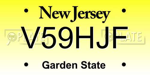 V59HJF New Jersey License Plate