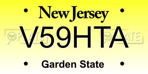 V59HTA New Jersey License Plate