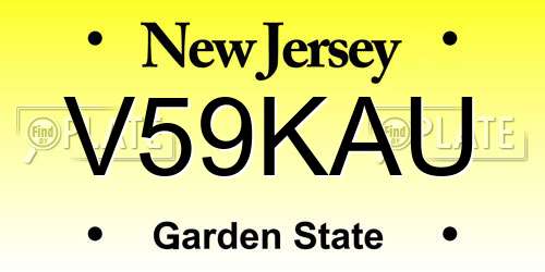 V59KAU New Jersey License Plate