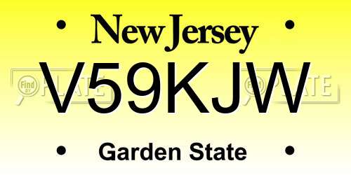 V59KJW New Jersey License Plate