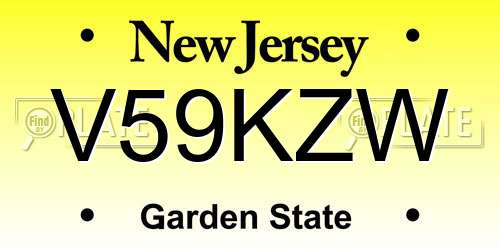 V59KZW New Jersey License Plate