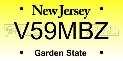 V59MBZ New Jersey License Plate