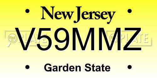V59MMZ New Jersey License Plate