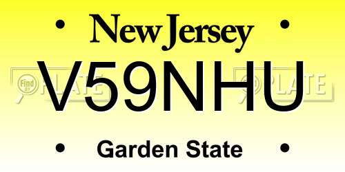 V59NHU New Jersey License Plate
