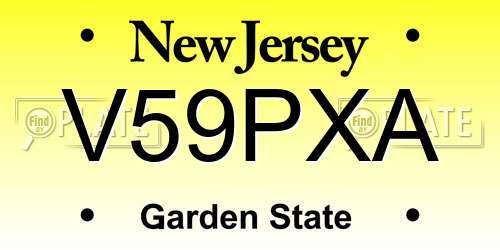 V59PXA New Jersey License Plate