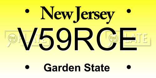 V59RCE New Jersey License Plate