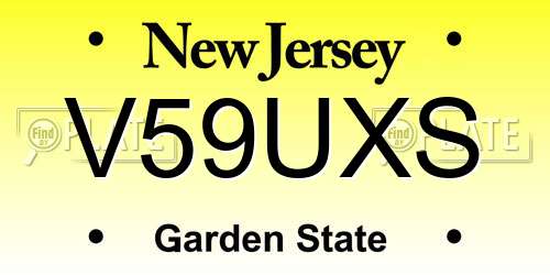V59UXS New Jersey License Plate
