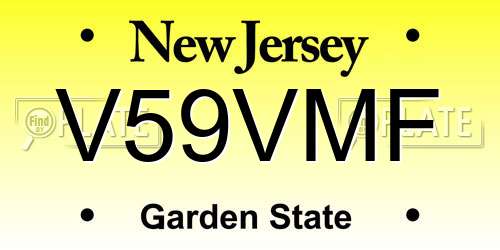 V59VMF New Jersey License Plate