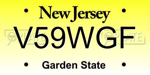 V59WGF New Jersey License Plate