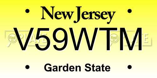 V59WTM New Jersey License Plate