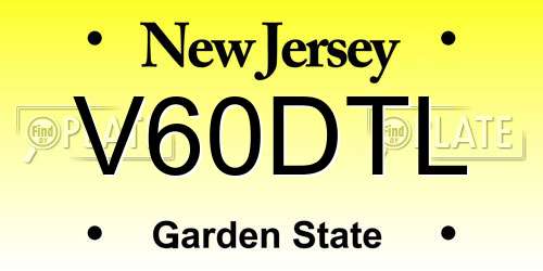V60DTL New Jersey License Plate