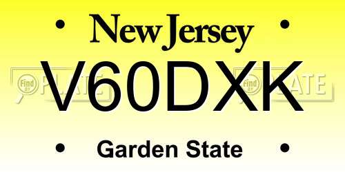 V60DXK New Jersey License Plate