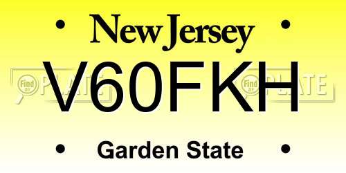 V60FKH New Jersey License Plate