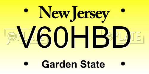 V60HBD New Jersey License Plate