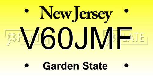 V60JMF New Jersey License Plate