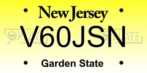 V60JSN New Jersey License Plate