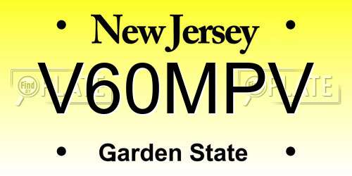 V60MPV New Jersey License Plate