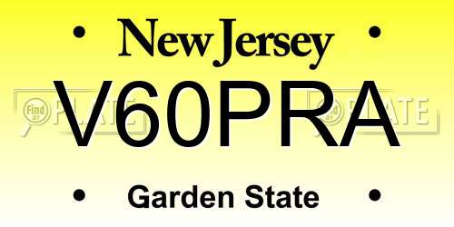 V60PRA New Jersey License Plate