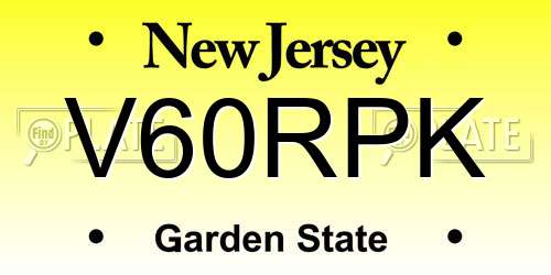 V60RPK New Jersey License Plate