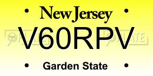 V60RPV New Jersey License Plate