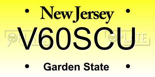 V60SCU New Jersey License Plate