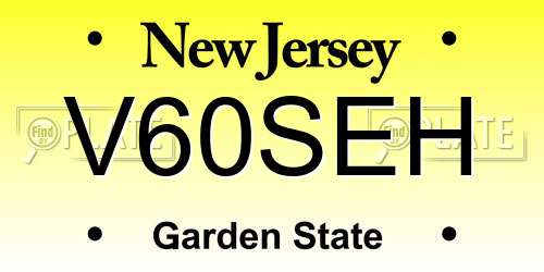 V60SEH New Jersey License Plate