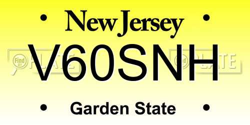 V60SNH New Jersey License Plate