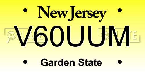 V60UUM New Jersey License Plate